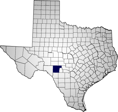 Map of Texas highlighting Edwards County's location within the state